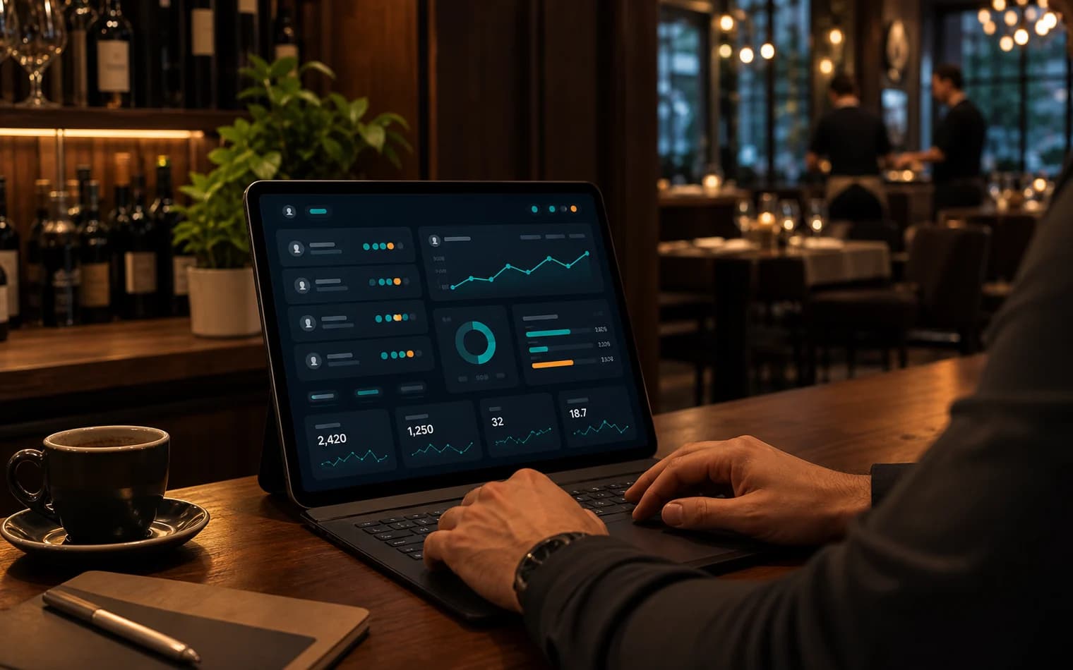 Guest relationship and campaign data reviewed in a restaurant setting